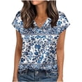 thumbnail image 1 of cocolona Womens Summer Silk Satin Tops Plus Size V Neck Short Sleeve T-shirt Fashion Casual Cute Print Tees Blouses, 1 of 6