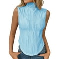 thumbnail image 1 of cocolona Womens Summer Sleeveless Tank Tops Fashion Casual Slim High Neck Pleated Tops Comfy Trendy Shirts, 1 of 6