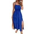 thumbnail image 1 of cocolona Womens Summer Spaghetti Strap Maxi Dress Smocked Waist Tiered Ruffle Flowy Long Dress Fashion Casual Sundress, 1 of 7