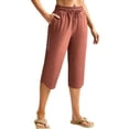 thumbnail image 1 of cocolona Womens Summer Swim Beach Capri Pants Elastic Waist Drawstring Split Swimsuit Pants with Zipper Pocket, 1 of 5