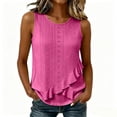 thumbnail image 1 of cocolona Womens Summer Tank Tops Crew Neck Sleeveless Ruffle Asymmetrical Hem Shirts Trendy Casual Solid Color Blouses, 1 of 6