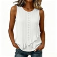 thumbnail image 1 of cocolona Womens Summer Tank Tops Crew Neck Sleeveless Ruffle Asymmetrical Hem Shirts Trendy Casual Solid Color Blouses, 1 of 6
