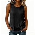 thumbnail image 1 of cocolona Womens Summer Tank Tops Crew Neck Sleeveless Ruffle Asymmetrical Hem Shirts Trendy Casual Solid Color Blouses, 1 of 6