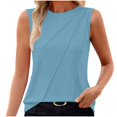 thumbnail image 1 of cocolona Womens Summer Tank Tops Fashion Crew Neck Sleeveless Pleated T-shirts Casual Loose Solid Color Pullover Tops, 1 of 7
