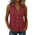 thumbnail image 1 of cocolona Womens Summer Tank Tops Sleeveless Lapel Button Back Pleated Shirts Dressy Casual Solid Color Blouses, 1 of 5