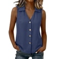 thumbnail image 1 of cocolona Womens Summer Tank Tops Sleeveless Lapel Button Back Pleated Shirts Dressy Casual Solid Color Blouses, 1 of 5