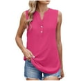 thumbnail image 1 of cocolona Womens Summer Tank Tops V Neck Button Sleeveless Tops Casual Solid Color Loose Shirts Blouse, 1 of 6
