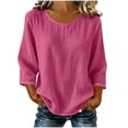 thumbnail image 1 of cocolona Womens Summer Tops 3/4 Sleeve Crew Neck Shirts Dressy Casual Loose Pullover Blouses, 1 of 5