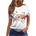 thumbnail image 1 of cocolona Womens Summer Tops Crew Neck Short Sleeve Floral Print T-shirts Dressy Casual Blouses Basic Pullover Tees, 1 of 4