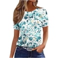 thumbnail image 1 of cocolona Womens Summer Tops Crew Neck Short Sleeve Floral Print T-shirts Dressy Casual Blouses Basic Pullover Tees, 1 of 5