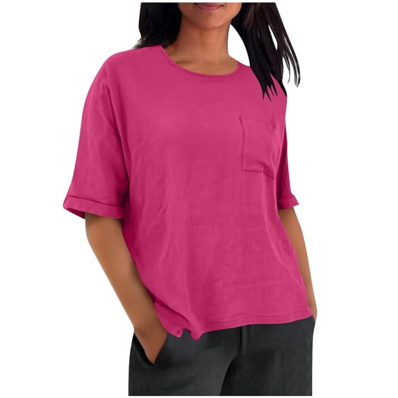 cocolona Womens Summer Tops Crew Neck Short Sleeve Side Slit T-shirts Lightweight Casual Loose Blouses Basic Tees