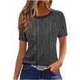 thumbnail image 1 of cocolona Womens Summer Tops Crew Neck Short Sleeve Striped Print T-shirts Dressy Casual Blouses Basic Pullover Tees, 1 of 4