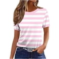 thumbnail image 1 of cocolona Womens Summer Tops Crew Neck Short Sleeve Striped Print T-shirts Dressy Casual Blouses Basic Pullover Tees, 1 of 4