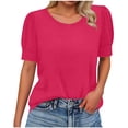 thumbnail image 1 of cocolona Womens Summer Tops Crew Neck Short Sleeve T-shirt Fashion Solid Color Tunic Tops Dressy Casual Blouses Loose Tees, 1 of 7