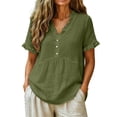 thumbnail image 1 of cocolona Womens Summer Tops Ruffle V Neck Short Sleeve Button Pleated Shirts Dressy Casual Loose Tunic Blouses, 1 of 7
