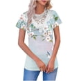 thumbnail image 1 of cocolona Womens Summer Tops Short Sleeve Lace V Neck T-shirt Fashion Casual Floral Print Tees Loose Tunic Blouses, 1 of 5