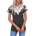 thumbnail image 1 of cocolona Womens Summer Tops Short Sleeve Lace V Neck T-shirt Fashion Casual Floral Print Tees Loose Tunic Blouses, 1 of 5