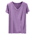thumbnail image 1 of cocolona Womens Summer Tops V Neck Short Sleeve Pajama Tops Basic T-shirts Soft Comfy Sleepwear, 1 of 5