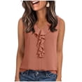 thumbnail image 1 of cocolona Womens Summer Trendy Tank Tops V Neck Ruffle Sleeveless Solid Color Shirts Casual Vacation Outfits Blouses, 1 of 6