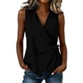 thumbnail image 1 of cocolona Womens Summer Trendy Tank Tops V Neck Sleeveless Side Tie Asymmetrical Hem Shirts Casual Fishion Solid Color Blouses, 1 of 5