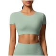 thumbnail image 1 of cocolona Womens Summer Yoga Workout Tops Crew Neck Short Sleeve Quick-Dry Gym Running T-shirts Casual Solid Color Short Sports Tops, 1 of 7