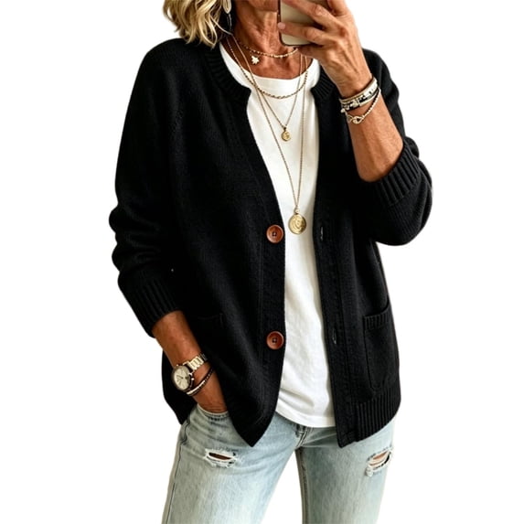 cocolona Womens Sweater Cardigan Long Sleeve Crew Neck Fall Sweater Open Front Casual Loose Cardigan Tops