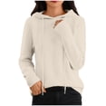thumbnail image 1 of cocolona Womens Sweaters Fall Winter Fleece Pullover Sweater Long Sleeve Drawstring Hoodies Fashion Solid Color Tops, 1 of 7