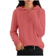 thumbnail image 1 of cocolona Womens Sweaters Fall Winter Fleece Pullover Sweater Long Sleeve Drawstring Hoodies Fashion Solid Color Tops, 1 of 7
