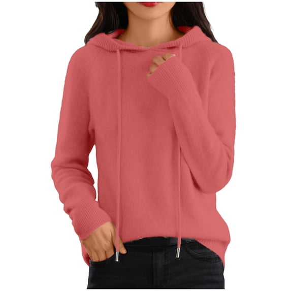 cocolona Womens Sweaters Fall Winter Fleece Pullover Sweater Long Sleeve Drawstring Hoodies Fashion Solid Color Tops
