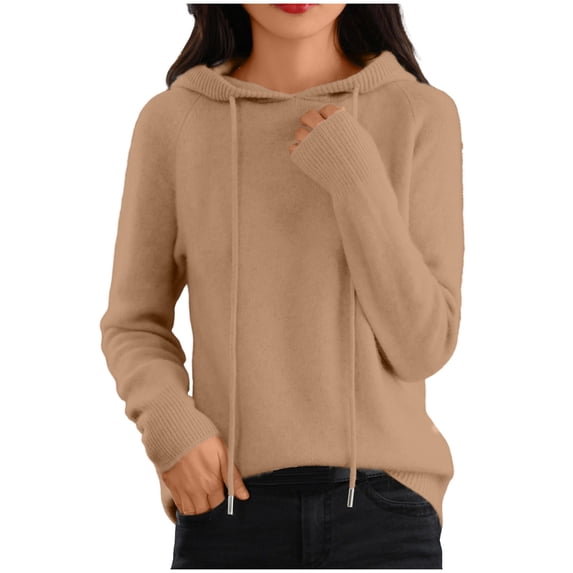 cocolona Womens Sweaters Fall Winter Fleece Pullover Sweater Long Sleeve Drawstring Hoodies Fashion Solid Color Tops