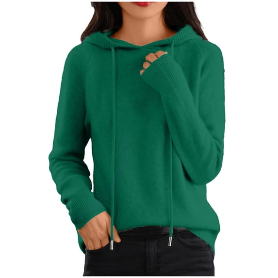 cocolona Womens Sweaters Fall Winter Fleece Pullover Sweater Long Sleeve Drawstring Hoodies Fashion Solid Color Tops