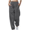 thumbnail image 1 of cocolona Womens Sweatpants Fashion Solid Color Joggers Baggy Sweatpants Stretch Comfy Trousers Travel Pants with Zipper Pockets, 1 of 6