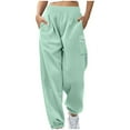 thumbnail image 1 of cocolona Womens Sweatpants Fashion Solid Color Joggers Baggy Sweatpants Stretch Comfy Trousers Travel Pants with Zipper Pockets, 1 of 6