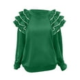 thumbnail image 1 of cocolona Womens Sweatshirt Ruffle long Sleeve Crew Neck Shirts Fall Fashion Pullover Tops Dressy Casual Blouses Christmas Gifts, 1 of 6