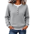 thumbnail image 1 of cocolona Womens Sweatshirts no Hood Crew Neck Patchwork Casual Long Sleeve Button Trendy Pullover Sweatshirts, 1 of 7
