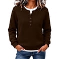 thumbnail image 1 of cocolona Womens Sweatshirts no Hood Crew Neck Patchwork Casual Long Sleeve Button Trendy Pullover Sweatshirts, 1 of 6
