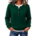 thumbnail image 1 of cocolona Womens Sweatshirts no Hood Crew Neck Patchwork Casual Long Sleeve Button Trendy Pullover Sweatshirts, 1 of 7