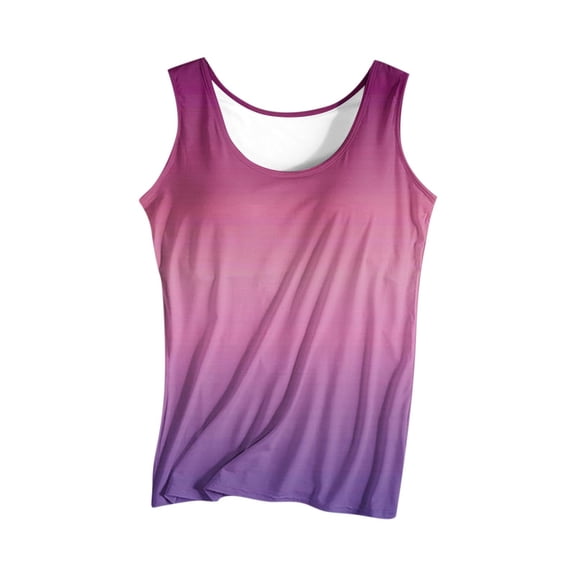 cocolona Womens Tank Tops with Built in Bras Summer Casual Sleeveless Gradient Color Shirts Yoga Workout Tops Activewear