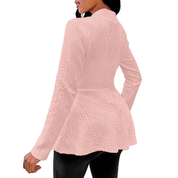 cocolona Womens Textured Button Cardigan Long Sleeve Slim Fit Solid Color Tunic Jackets Trendy Elegant Fall Tops