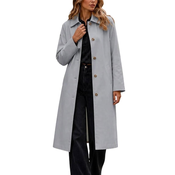 cocolona Womens Trench Coat Open Front Button Down Lapel Lined Overcoat LightWeight Trendy Fall Winter Solid Color Long Coat