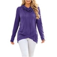 thumbnail image 1 of cocolona Womens Trendy Cowl Neck Hoodies Long Sleeve Tunic Casual Pullover Drawstring Sweatshirts Fall Solid Color Tops, 1 of 6