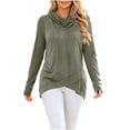 thumbnail image 1 of cocolona Womens Trendy Cowl Neck Hoodies Long Sleeve Tunic Casual Pullover Drawstring Sweatshirts Fall Solid Color Tops, 1 of 6