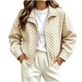 thumbnail image 1 of cocolona Womens Trendy Jacket Long Sleeve Zipper Polka Dot Printed Cropped Coat Loose Casual Cute Fall Outerwear with Pocket, 1 of 7