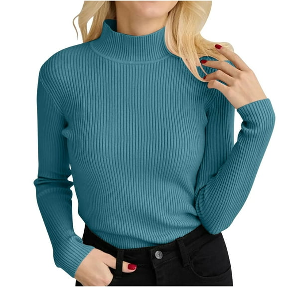 cocolona Womens Turtleneck Sweaters Fall Winter Solid Color Long Sleeve Shirts Casual Lightweight Pullover Sweater Tops Free Size