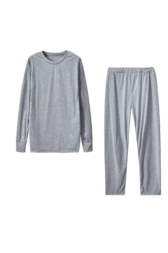 Womens Two Piece Outfits Crew Neck Long Sleeve Tops + Long Pants Comfy Lounge Matching Sets Tracksuit Sets Gray M