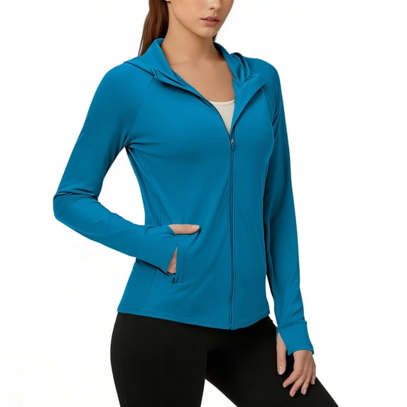 cocolona Womens UPF 50+ Sun Protection Shirts Full Zip Long Sleeve Hooded Jacket Outdoor Hiking Workout Tops
