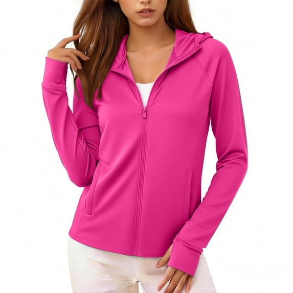cocolona Womens UPF 50+ Sun Protection Shirts Full Zip Long Sleeve Hooded Jacket Outdoor Hiking Workout Tops