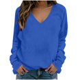 thumbnail image 1 of cocolona Womens V Neck Pullover Sweatshirts Solid Color Basic Casual Tunic Fall Tops, 1 of 6