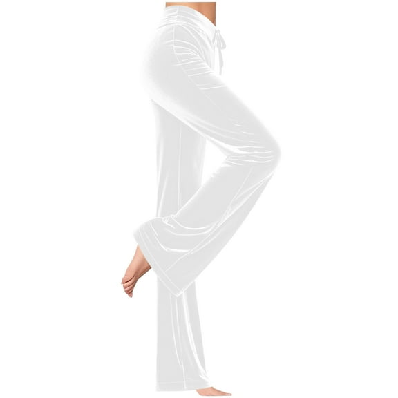 cocolona Womens Velvet Pants Elastic Waist Drawstring Wide Leg Pants Stretch Comfy Lounge Trousers Casual Yoga Work Pants