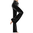 thumbnail image 1 of cocolona Womens Velvet Pants Elastic Waist Drawstring Wide Leg Pants Stretch Comfy Lounge Trousers Casual Yoga Work Pants, 1 of 7
